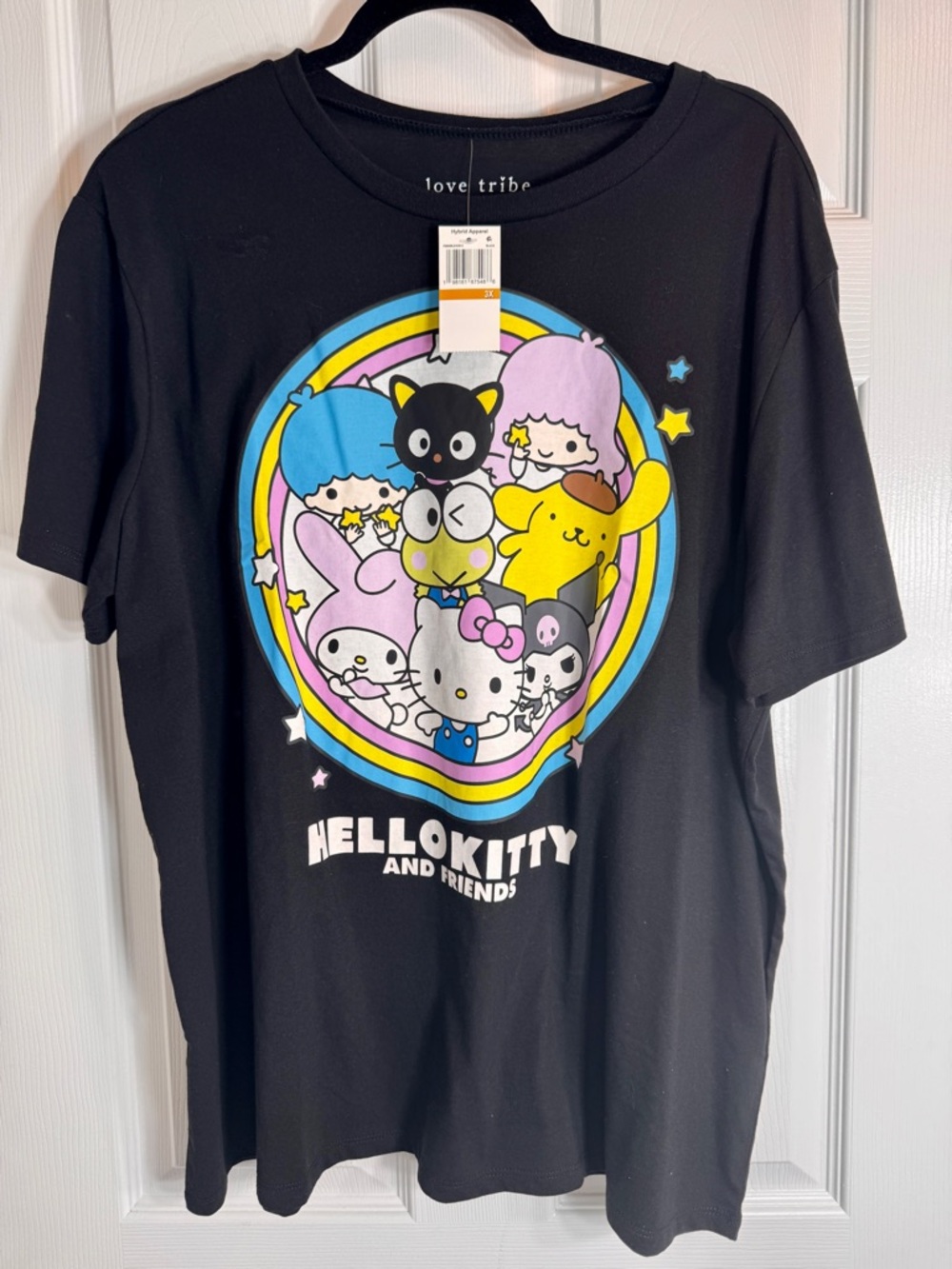 NWT Love Tribe Trendy Plus Size Hello Kitty Graphic T-Shirt 3X.